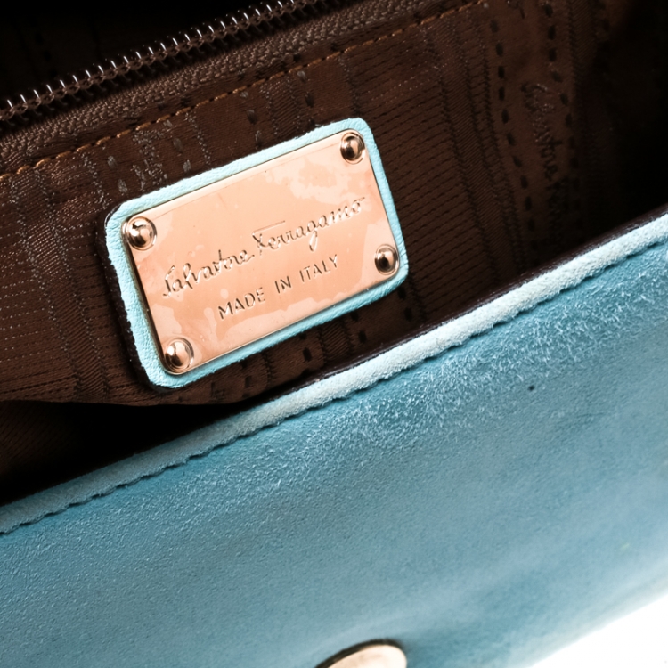 Pre Owned Salvatore Ferragamo Green Suede Shoulder Bag