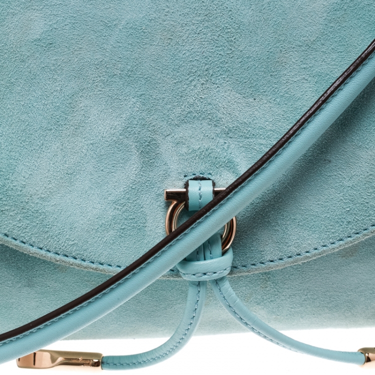 Pre Owned Salvatore Ferragamo Green Suede Shoulder Bag