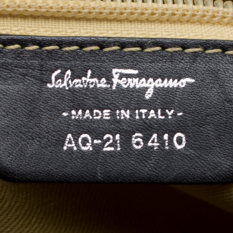 Pre Owned Salvatore Ferragamo Black Multicolor Printed Nylon Satchel
