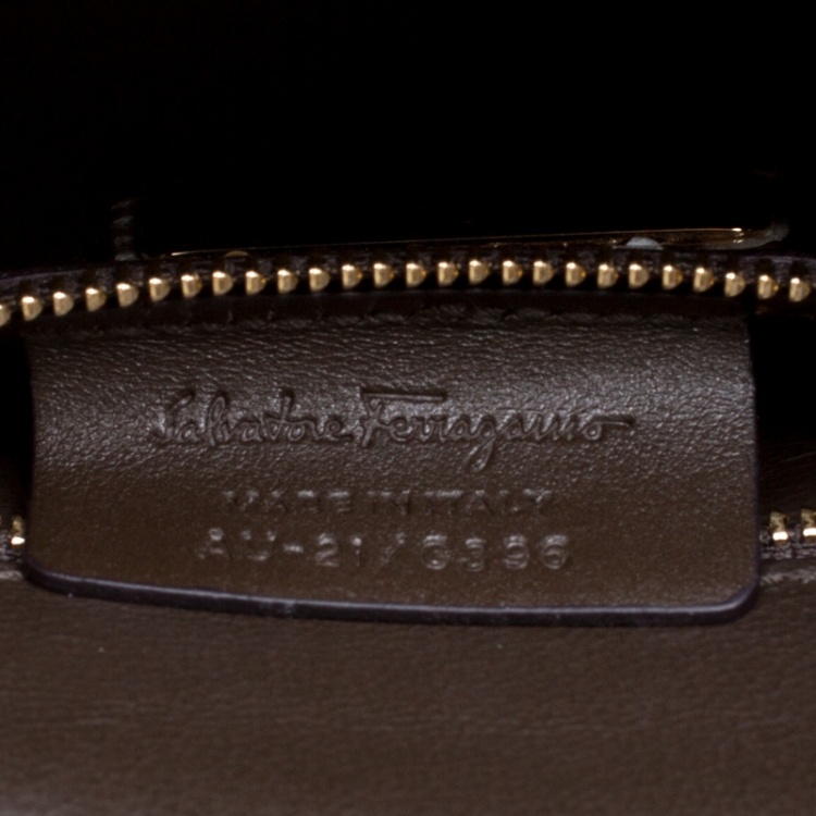 Pre Owned Salvatore Ferragamo Beige/Brown Python Linda Shoulder Bag