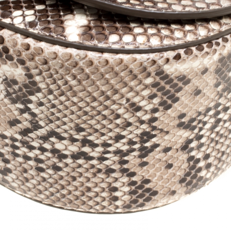 Pre Owned Salvatore Ferragamo Beige/Brown Python Linda Shoulder Bag
