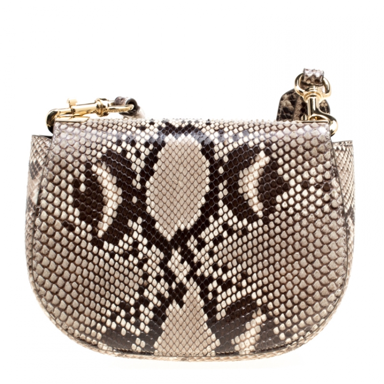 Pre Owned Salvatore Ferragamo Beige/Brown Python Linda Shoulder Bag