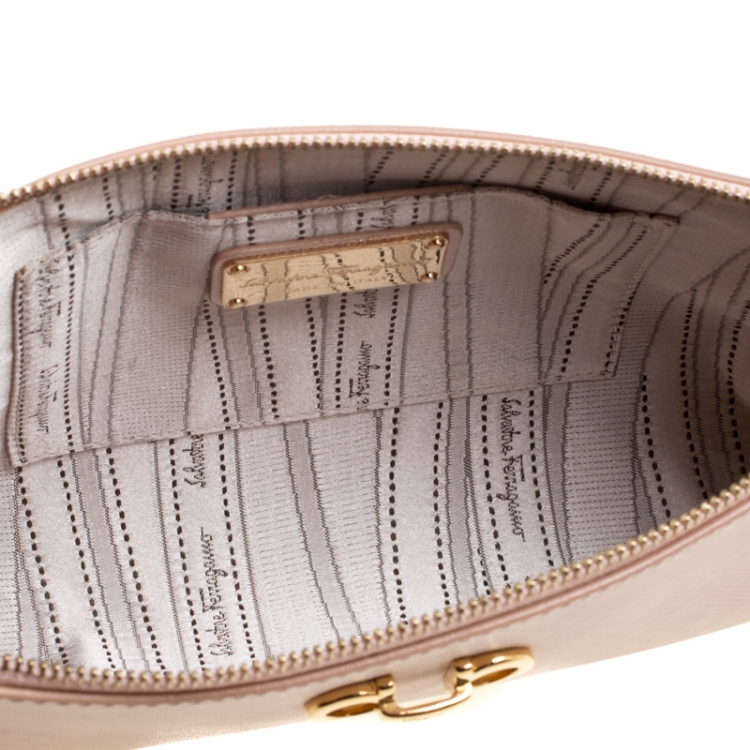 Pre Owned Salvatore Ferragamo Blush Pink Leather Shoulder Bag