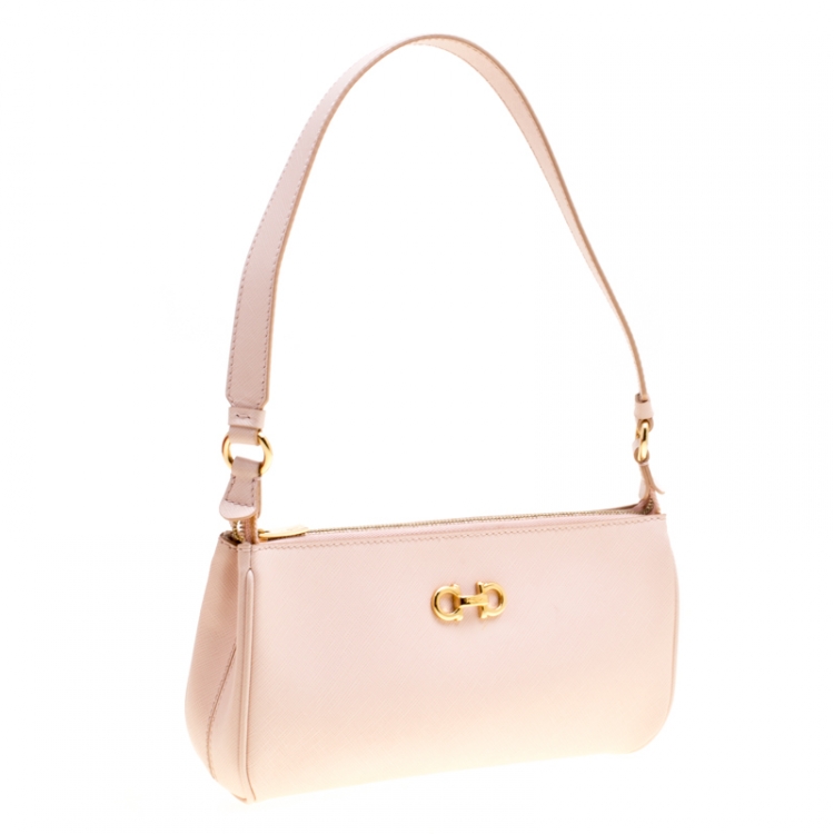 Pre Owned Salvatore Ferragamo Blush Pink Leather Shoulder Bag