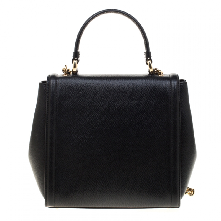 Pre Owned Salvatore Ferragamo Black Leather Carrie Top Handle Bag
