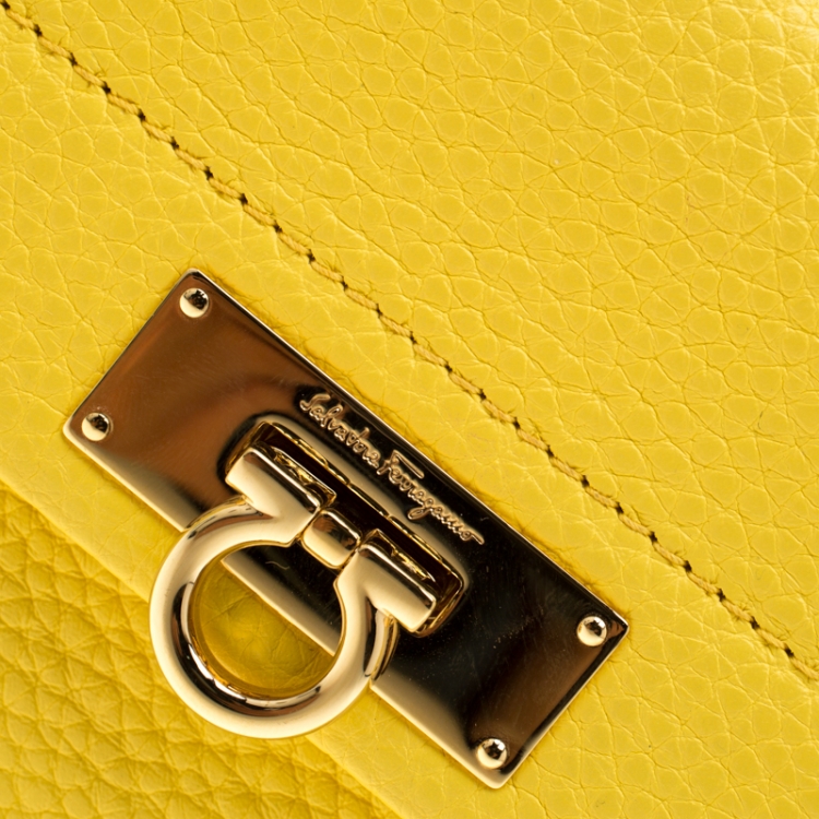 Pre Owned Salvatore Ferragamo Yellow Leather Wallet on Chain
