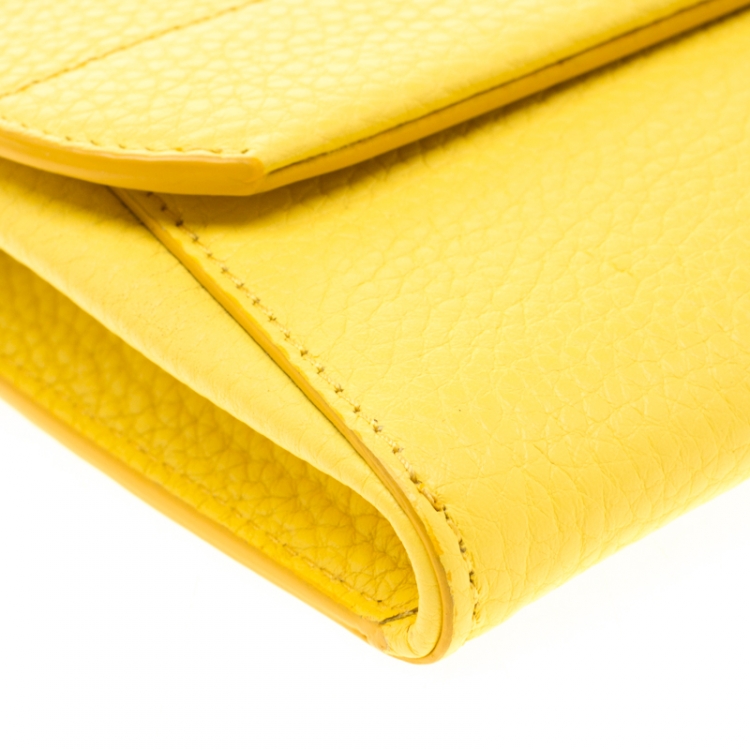 Pre Owned Salvatore Ferragamo Yellow Leather Wallet on Chain