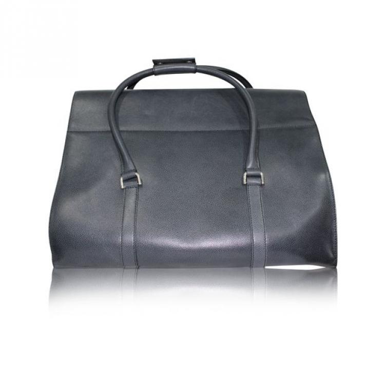 Pre Owned Salvatore Ferragamo Grey Calfskin Leather Nero Horse Bag
