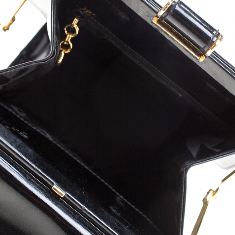 Pre Owned Salvatore Ferragamo Black Patent Leather Tote
