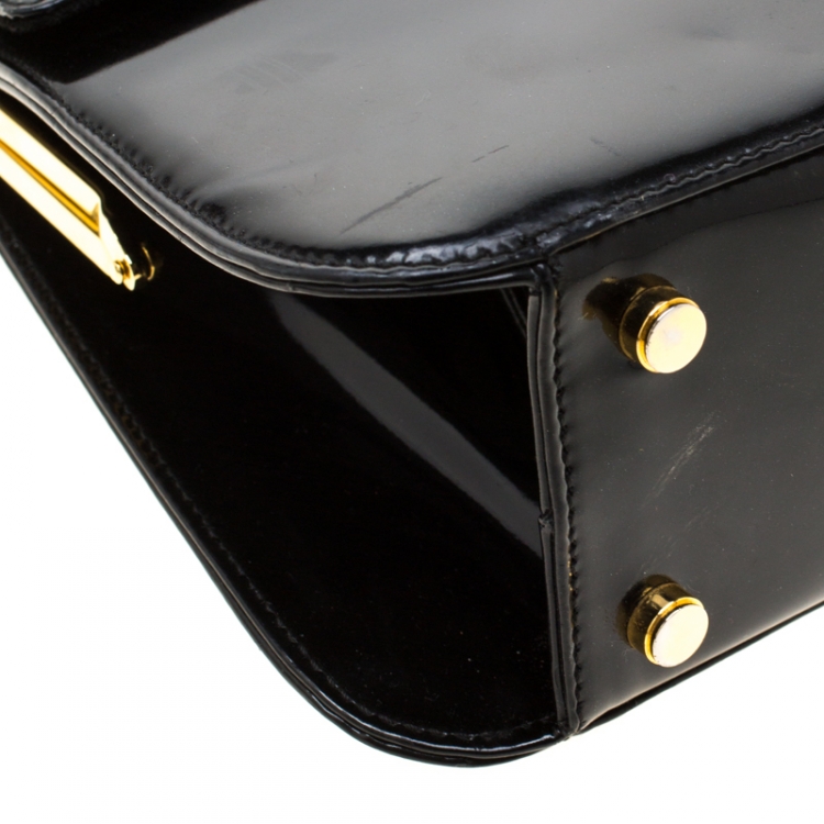 Pre Owned Salvatore Ferragamo Black Patent Leather Tote