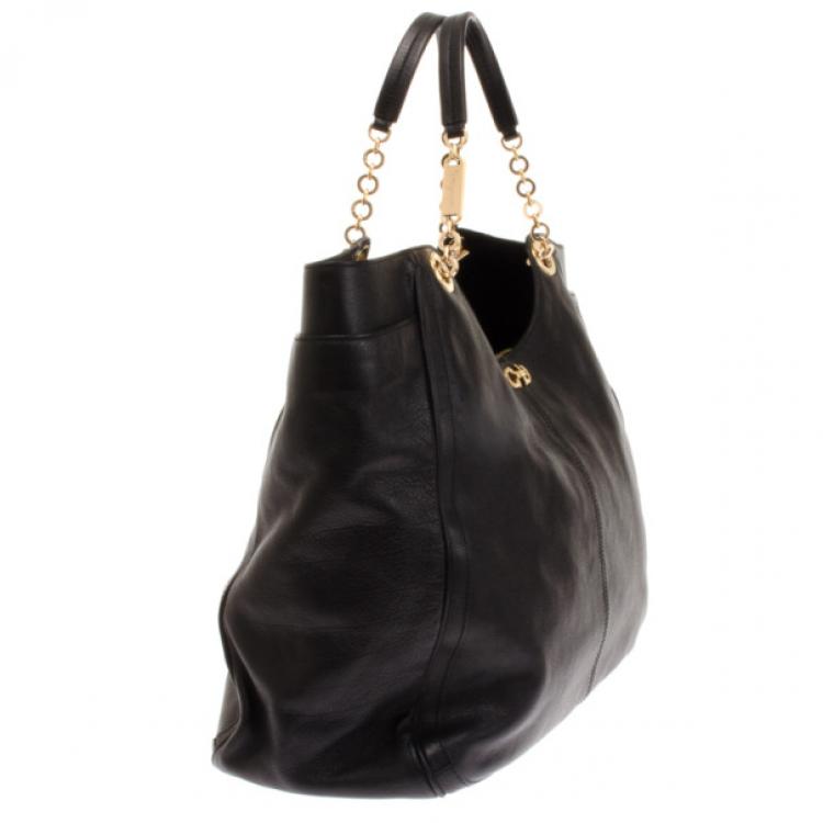 Pre Owned Salvatore Ferragamo Betulla Chain Handle Leather Shopper Tote