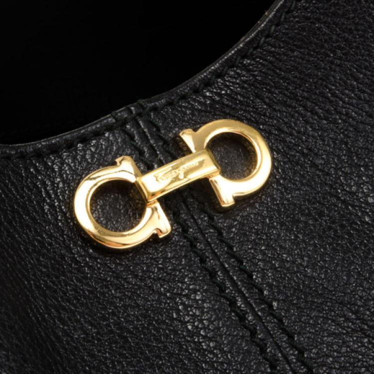 Pre Owned Salvatore Ferragamo Betulla Chain Handle Leather Shopper Tote