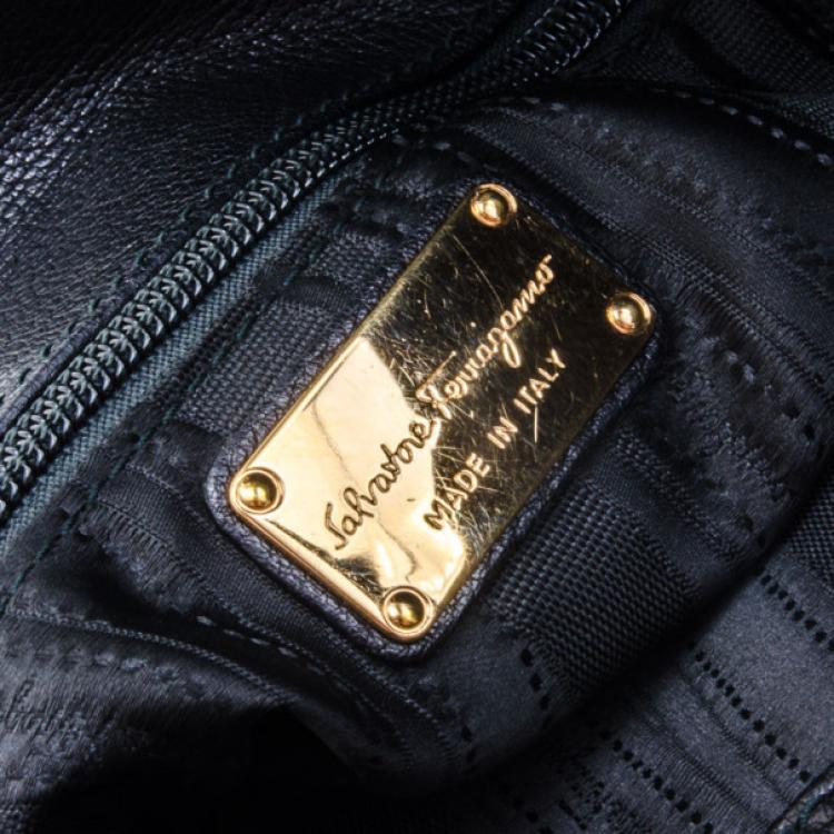 Pre Owned Salvatore Ferragamo Betulla Chain Handle Leather Shopper Tote