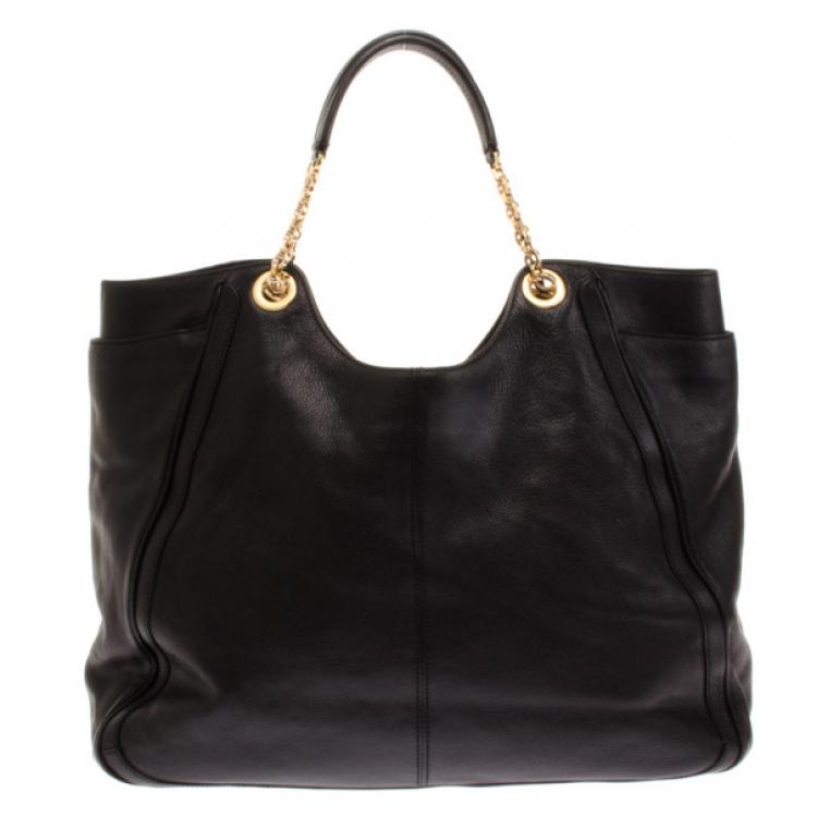 Pre Owned Salvatore Ferragamo Betulla Chain Handle Leather Shopper Tote