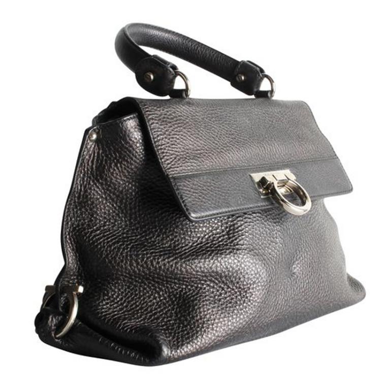 Pre Owned Salvatore Ferragamo Black Leather Satchel