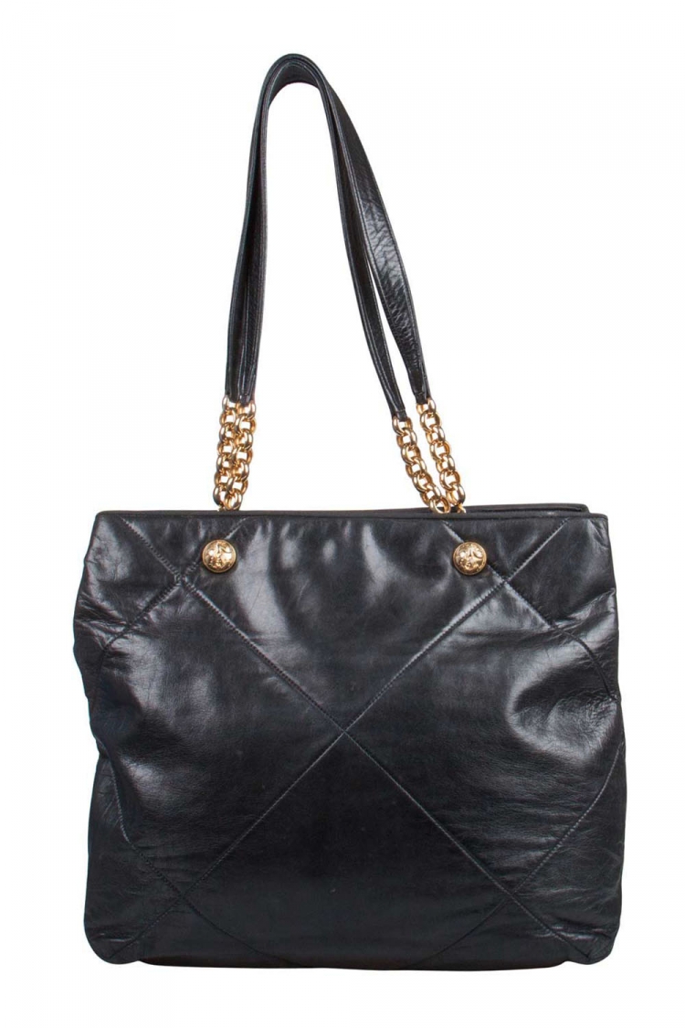トートバッグ Salvatore Ferragamo Black Leather Shopping Bag Salvatore Ferragamo Black Pebbled Leather East/West Gancini