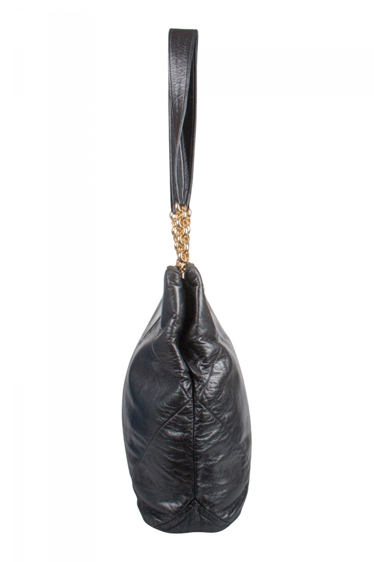 Pre Owned Salvatore Ferragamo Black Leather Vintage Shopper Tote