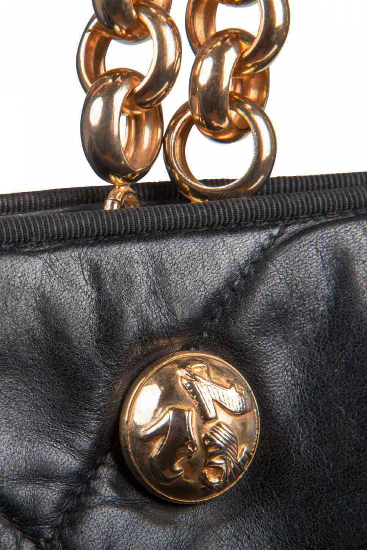 Pre Owned Salvatore Ferragamo Black Leather Vintage Shopper Tote