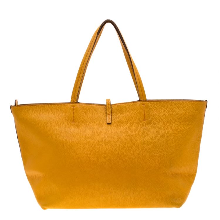 Pre Owned Salvatore Ferragamo Mustard Leather Bice Tote