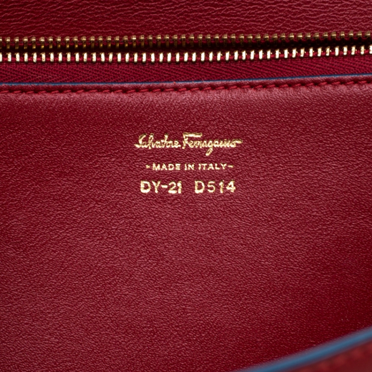 Pre Owned Salvatore Ferragamo Blue Leather Gancio Lock Shoulder Bag