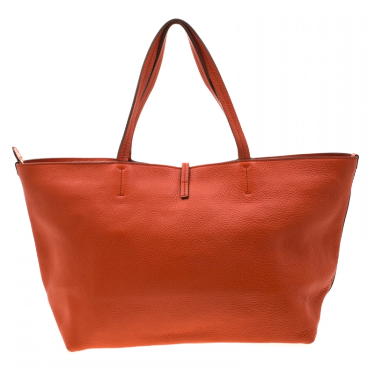 Pre Owned Salvatore Ferragamo Orange Leather Bice Tote