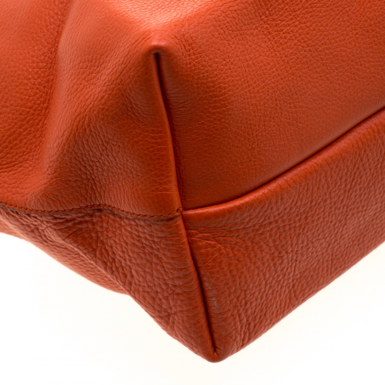 Pre Owned Salvatore Ferragamo Orange Leather Bice Tote
