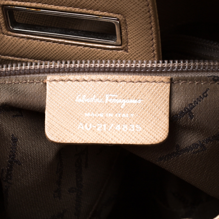 Pre Owned Salvatore Ferragamo Brown Saffiano Leather Shoulder Bag