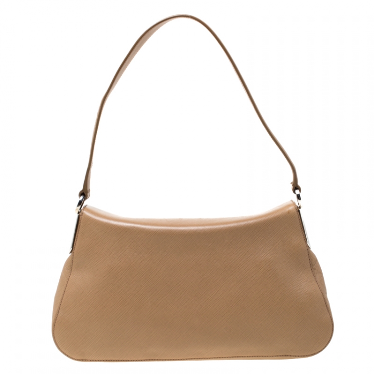 Pre Owned Salvatore Ferragamo Brown Saffiano Leather Shoulder Bag