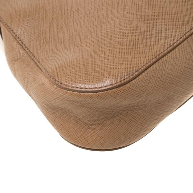 Pre Owned Salvatore Ferragamo Brown Saffiano Leather Shoulder Bag