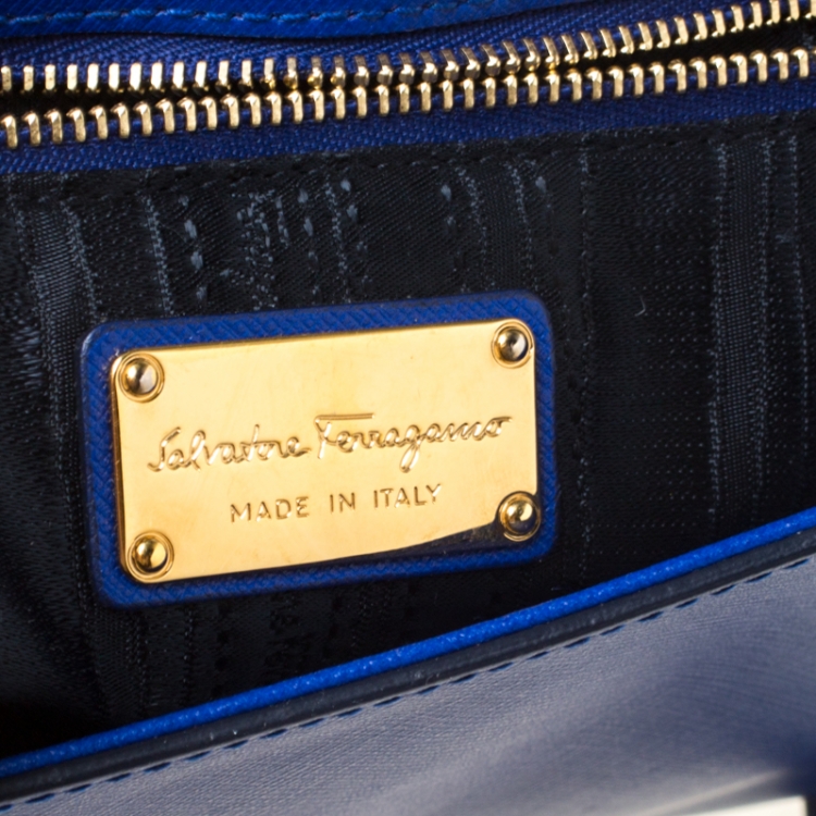 Pre Owned Salvatore Ferragamo Blue Leather Bree Shoulder Bag