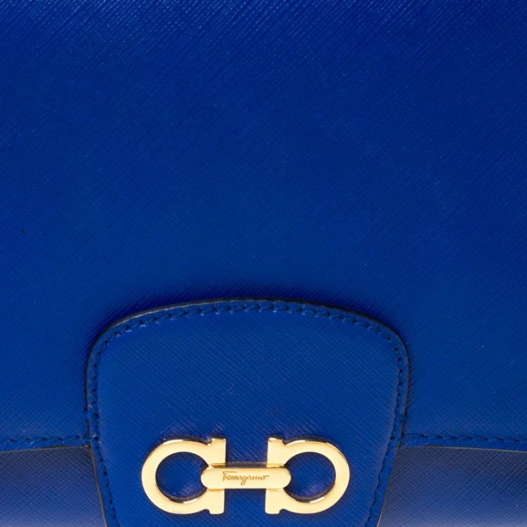 Pre Owned Salvatore Ferragamo Blue Leather Bree Shoulder Bag