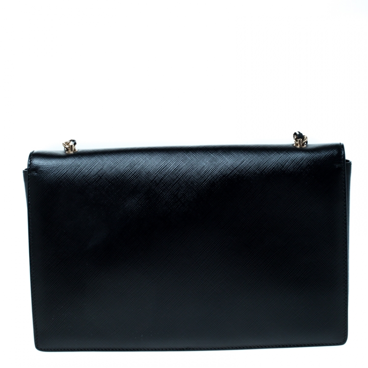 Pre Owned Salvatore Ferragamo Black/White Leather Ginny Shoulder Bag
