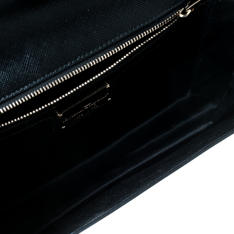 Pre Owned Salvatore Ferragamo Black/White Leather Ginny Shoulder Bag