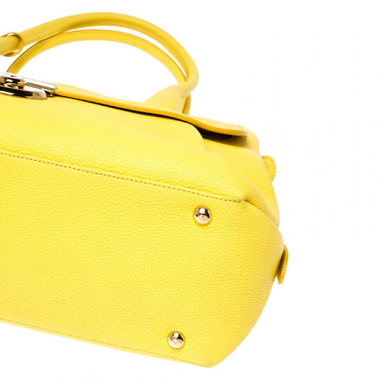 Pre Owned Salvatore Ferragamo Yellow Leather Fiamma Tote 