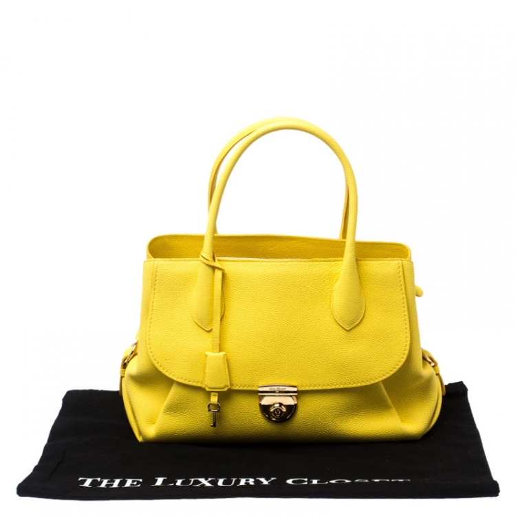 Pre Owned Salvatore Ferragamo Yellow Leather Fiamma Tote 