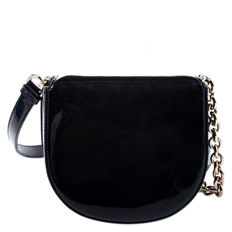 Pre Owned Salvatore Ferragamo Black Patent Leather Sabine Crossbody Bag