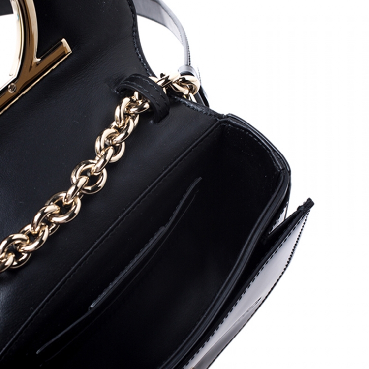 Pre Owned Salvatore Ferragamo Black Patent Leather Sabine Crossbody Bag