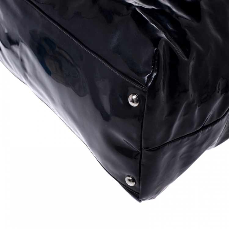 Pre Owned Salvatore Ferragamo Black Patent Leather Shopper Tote