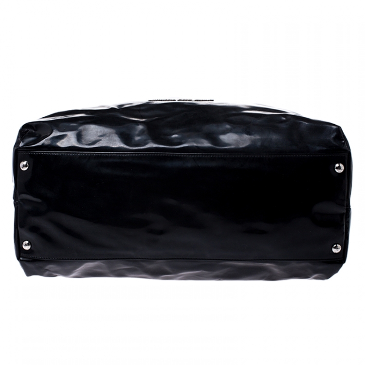 Pre Owned Salvatore Ferragamo Black Patent Leather Shopper Tote