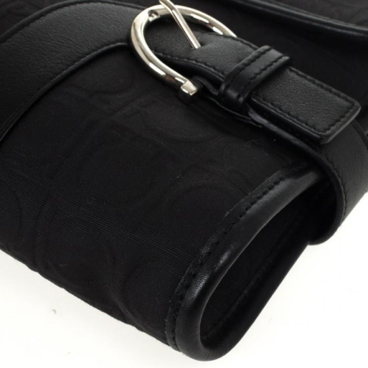 Pre Owned Salvatore Ferragamo Black Logo Flap Satchel