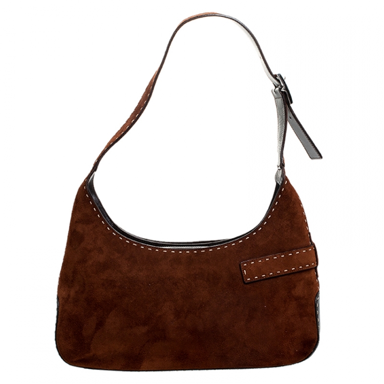 Pre Owned Salvatore Ferragamo Multicolor Suede and Leather Shoulder Bag