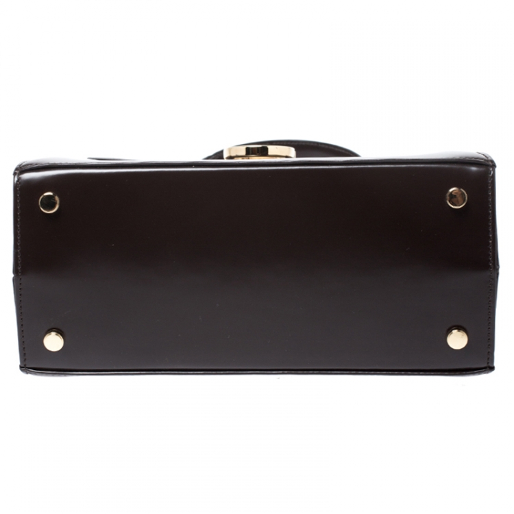 Pre Owned Salvatore Ferragamo Chocolate Brown Leather Kelly Top Handle Bag
