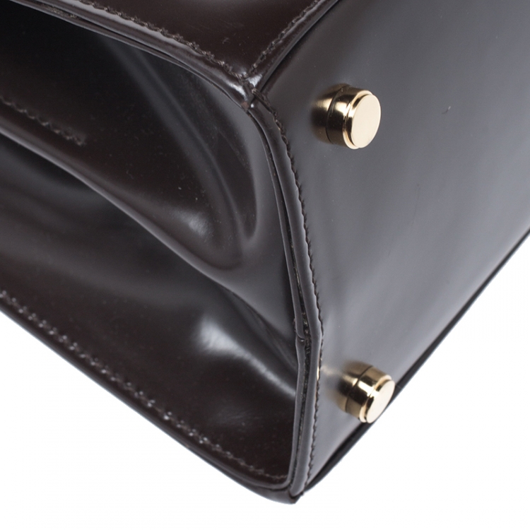 Pre Owned Salvatore Ferragamo Chocolate Brown Leather Kelly Top Handle Bag