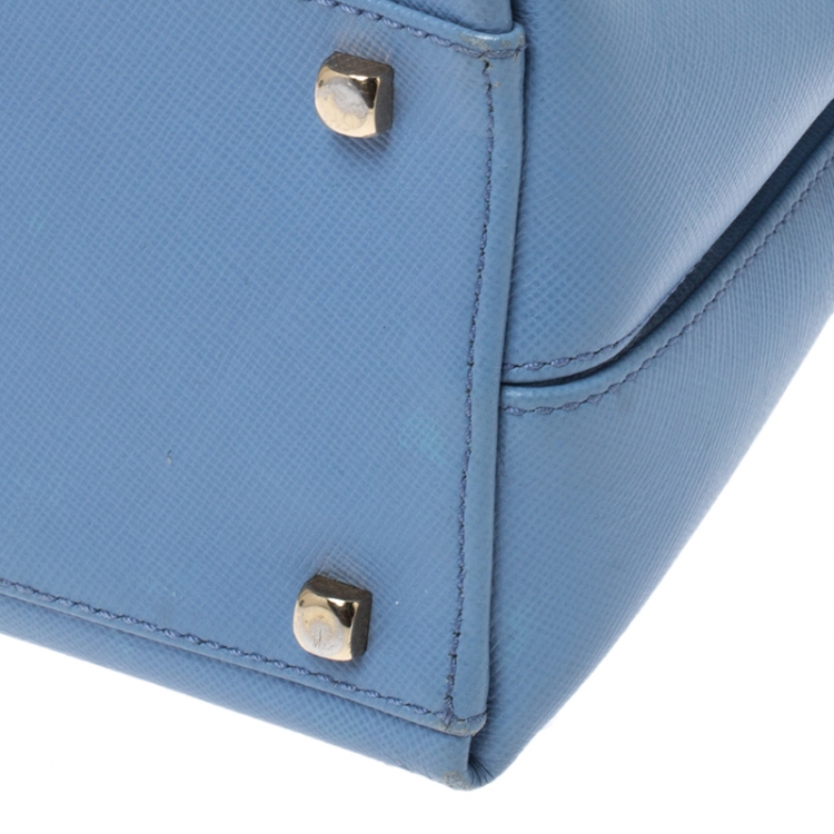 Pre Owned Salvatore Ferragamo Light Blue Leather Kelly Top Handle Bag