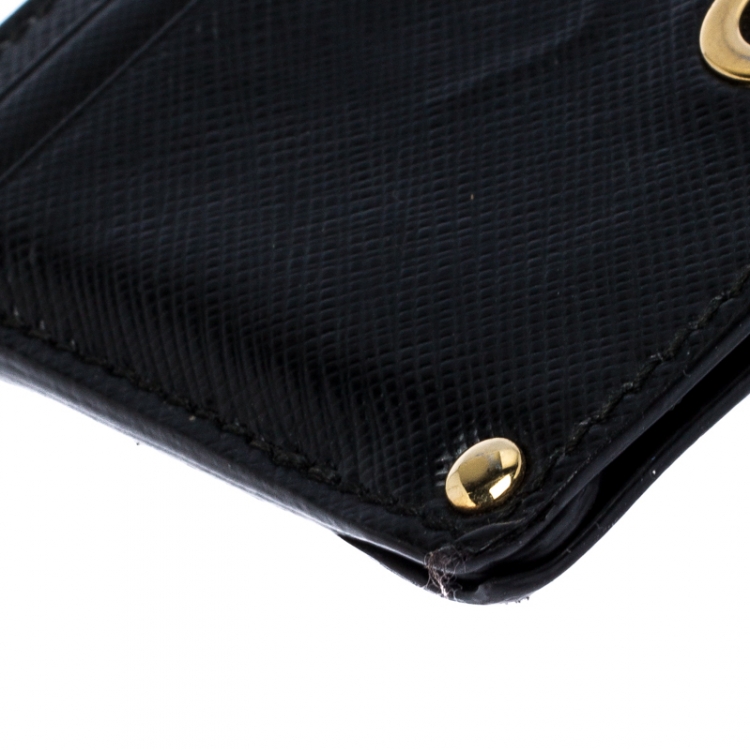 Pre Owned Salvatore Ferragamo Black Leather Gancini Card Holder