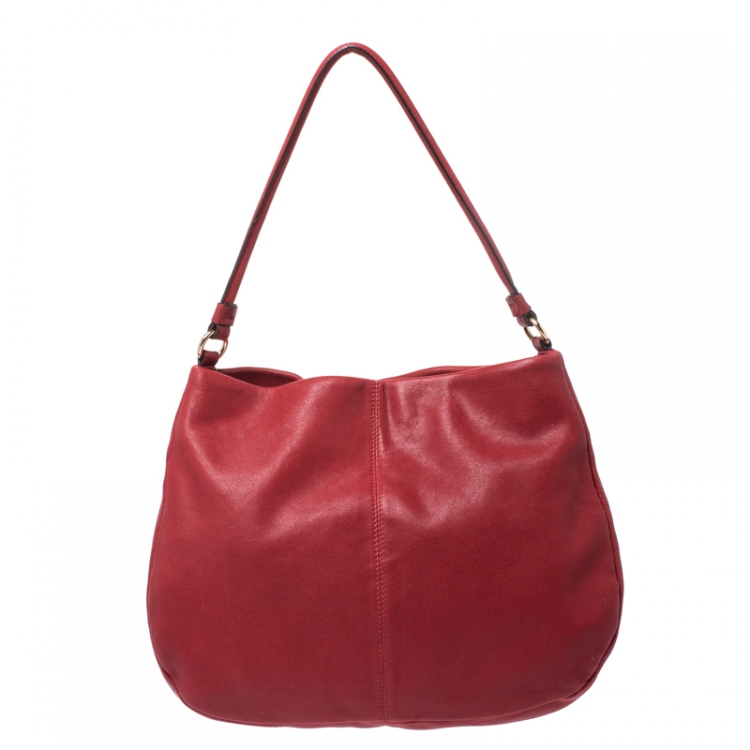 Pre Owned Salvatore Ferragamo Red Leather Miss Vara Guisy Hobo