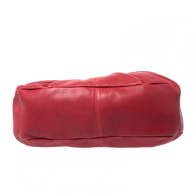 Pre Owned Salvatore Ferragamo Red Leather Miss Vara Guisy Hobo