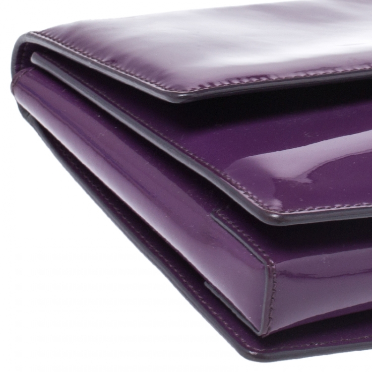 Pre Owned Salvatore Ferragamo Purple Patent Leather Miss Vara Shoulder Bag