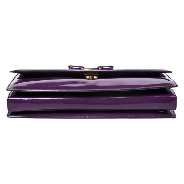 Pre Owned Salvatore Ferragamo Purple Patent Leather Miss Vara Shoulder Bag