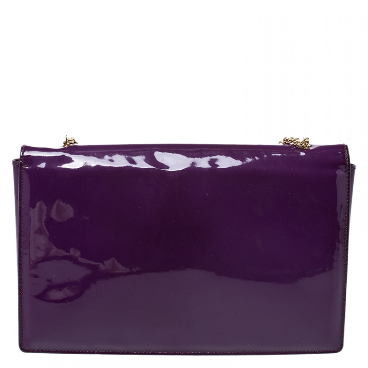 Pre Owned Salvatore Ferragamo Purple Patent Leather Miss Vara Shoulder Bag